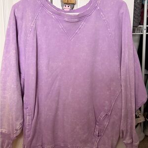 ZENANA Purple Crewneck Sweatshirt